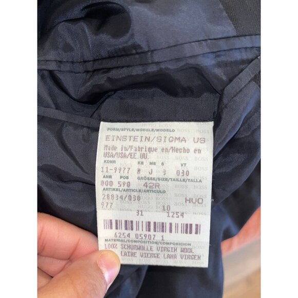 Hugo Boss Black Wool Blend Two-Button Suit Men's Jacket Blazer Size 42 - Picture 8 of 10
